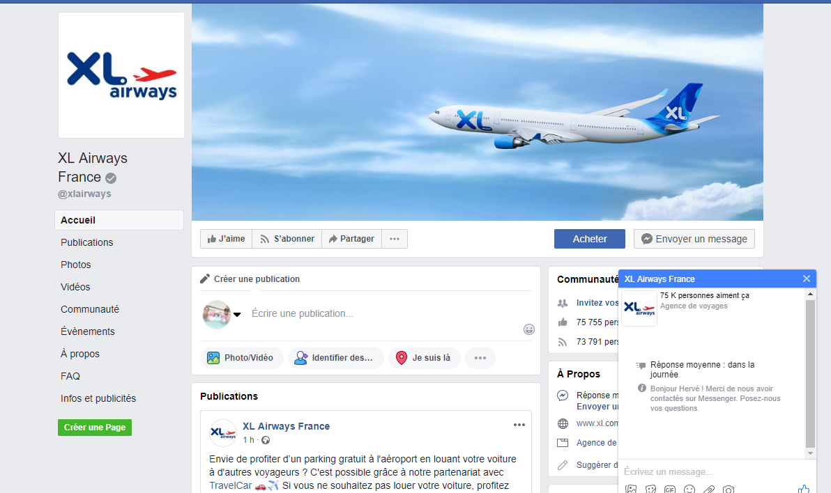 Facebook XL Airways