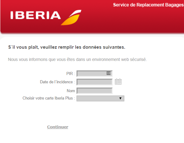 Service Bagage Iberia Formulaire