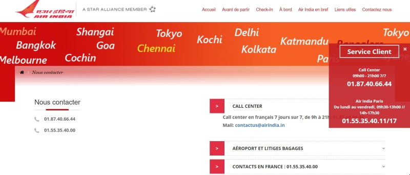 Contacter Air India